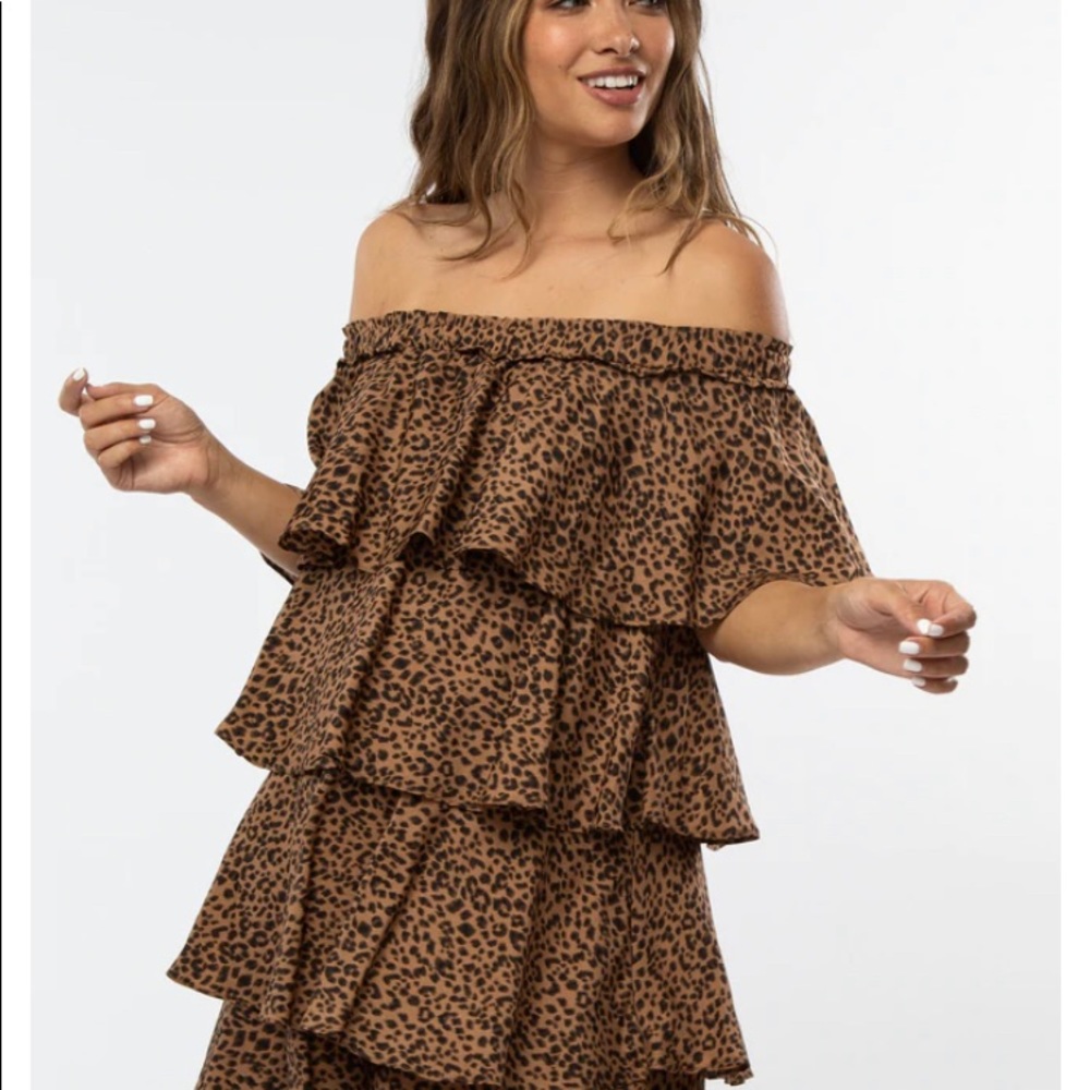 Off the shoulder tiered dress for maternity or post bump